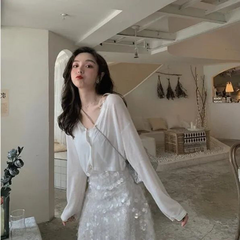 Aiertu 4Xl Sweet Cardigan Women Harajuku Sunscreen Shirts Korean Streetwear All Match Loose Casual Sun Protection Blouse Tops Aiertu