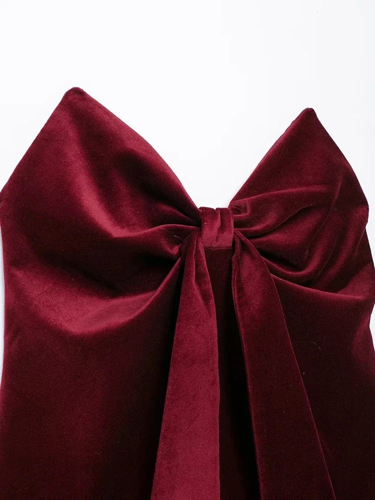 Aiertu  -  Women Fashion With Bow Wine Red Backless Zipper Tops Vintage V-Neck Sleeveless Female Chic Lady Tank Tops Aiertu