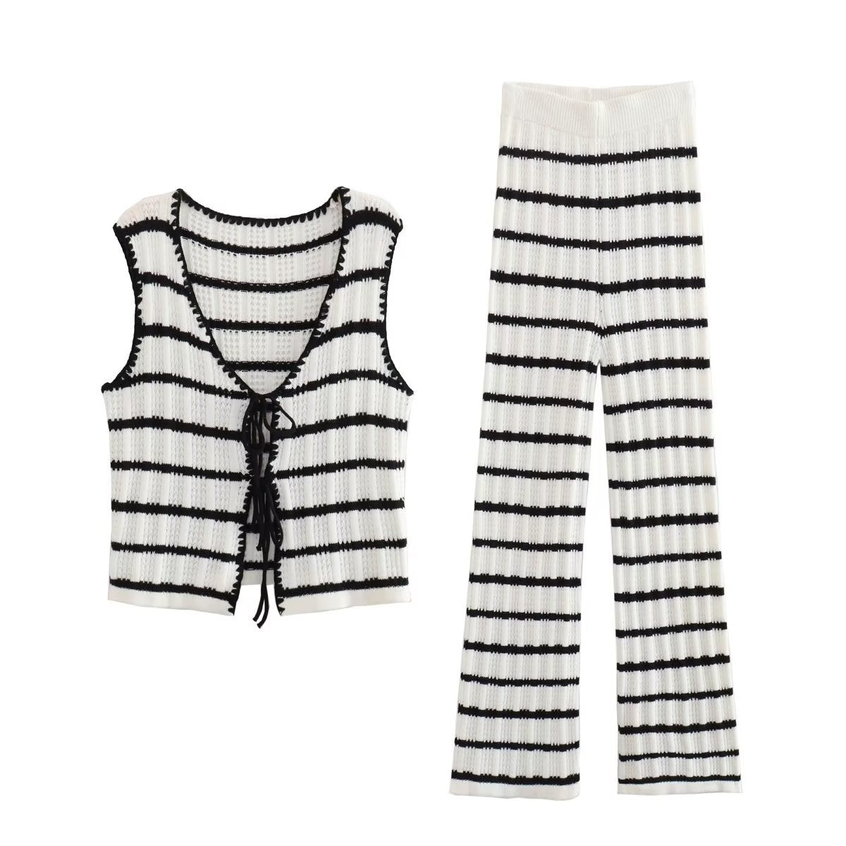 Aiertu  Striped Knotted Sweater Set shopify