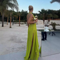 Aiertu  -  Fashion O Neck Sleeveless Long Top + Skirt Women 2pc Set Sexy Hollow Out Backless Beach Suit Casual Pleated Holiday Party Outfit Aiertu