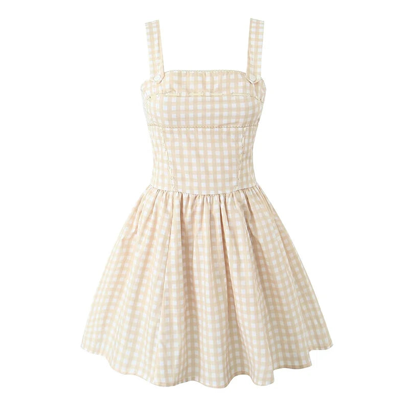 Aiertu  -  Sexy Elegant Women Cotton Sleeveless Dresses Square Neck Low Waist Summer Party Mini Dress Fit And Flare Graduation Clothing Aiertu