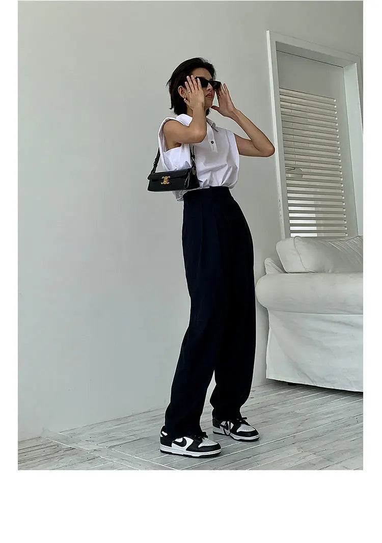 Aiertu  -  Khaki Wide Leg Women's Pantsuit Baggy Classic Pants Vintage Palazzo Office Elegant Casual Trouser Female Work Wear Chic Aiertu