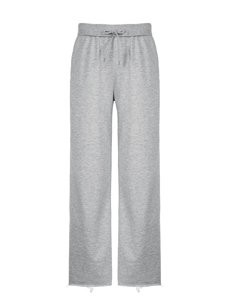 Aiertu - summer inspo Pockets Drawstring High Waist Casual Loose Sweatpants For Women Gray Solid Basic Simple Straight Leg Pants Jogging Trousers Aiertu