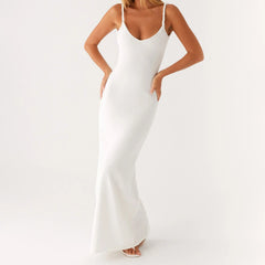 Aiertu  Women Elegant Backless Spaghetti Strap Long Dress Slim Fit Sleeveless Cutout Back Maxi Dress Formal Cocktail Sundress Aiertu