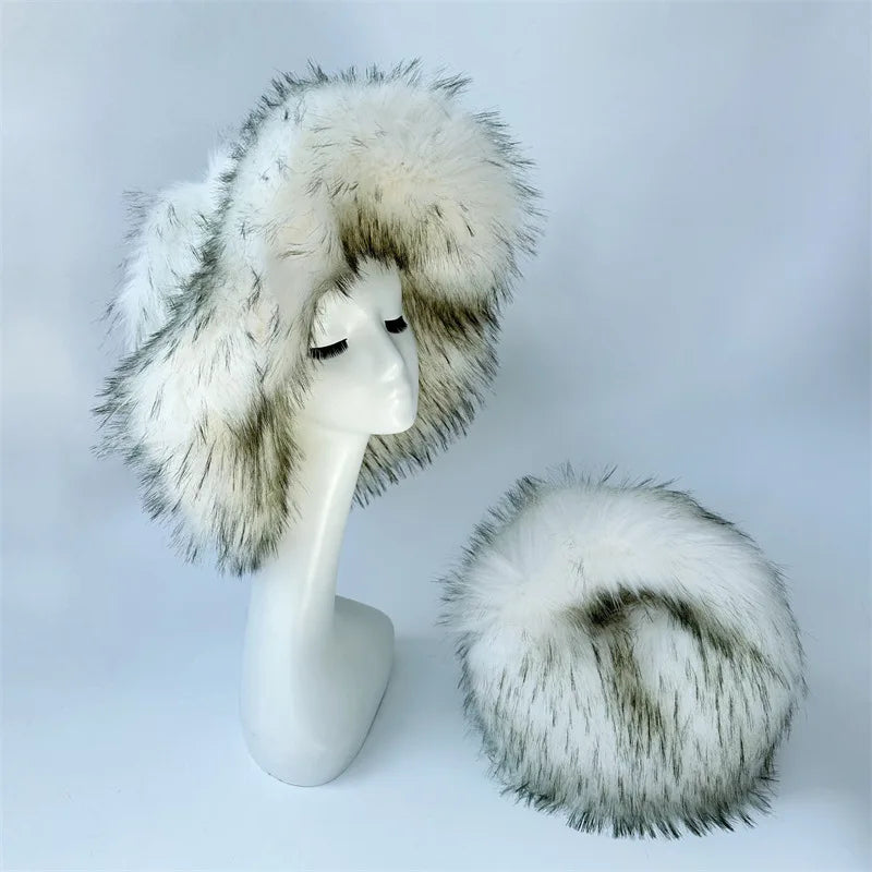 Aiertu  -  Winter Hat New Candy Color Faux Fur Y2k Warm Plush Basin Hat Unisex Bucket Hat Bob Homme Aiertu
