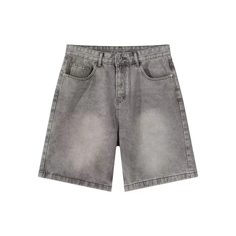 Aiertu  -  Women's Washed Denim Shorts Retro Neutral Style Quarter Bottoms Wide Leg Capris Female High Waist Straight Kenn-length Jeans 2XL Aiertu