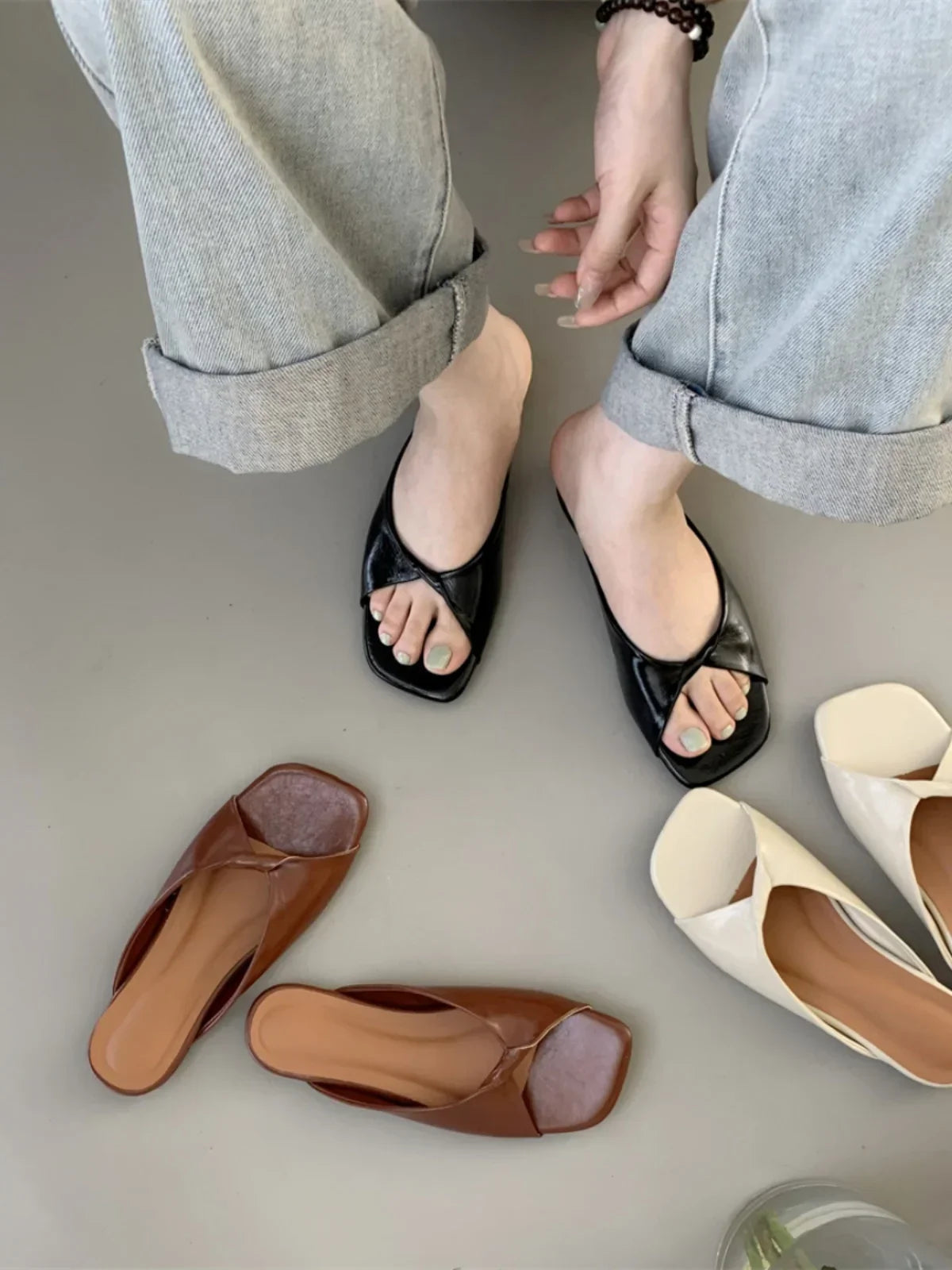 Aiertu  -  Flats Slippers Women Open Toe Sandals Summer Flip Flops Casual Shoes 2025 Trend Dress Party Shoes Woman Slides Designer Aiertu