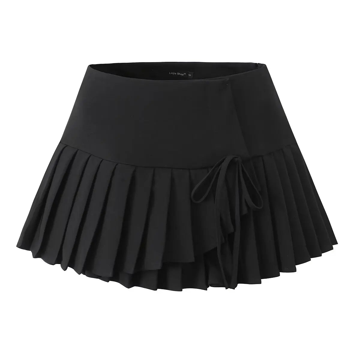 Aiertu  -  Y2K Style Cool Girl Cross Slit Asymmetrical Pleated Mini Skirts Women Side Zipper Low Waist Sports Skirts Gray Black White Aiertu