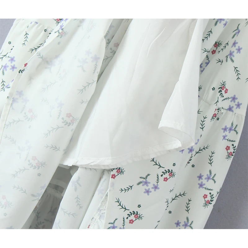 Aiertu  -  Elegant Women Floral Print Holiday Party Long Dresses Vintage Puff Sleeve Square Neck A-line Summer Dress Maxi Robe 2025 Aiertu