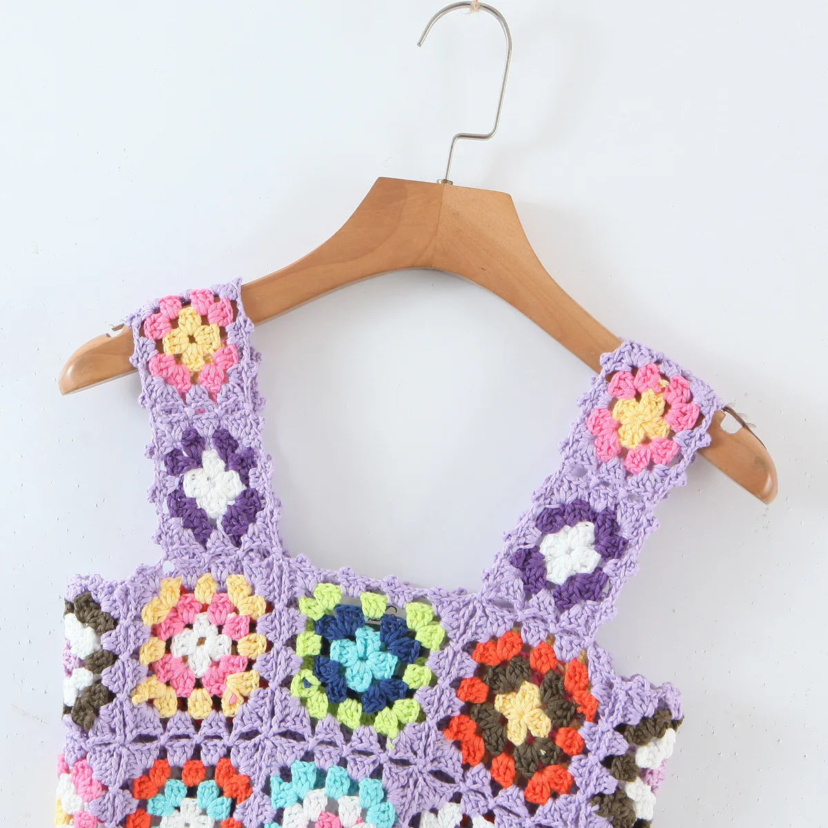 Aiertu  -  Summer Hollow Out Crochet Top Women Cute Cropped Tops Retro Cool Girl Rainbow Short Tee Holiday Top and Tees Aiertu