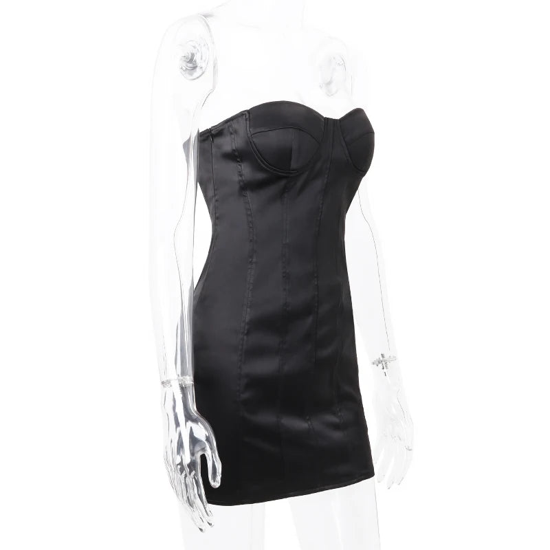 Aiertu  Strapless Sexy Off Shoulder Skinny Backless Mini Dress Black Slim Dress Women Trendy Streetwear Party Vestidos Aiertu