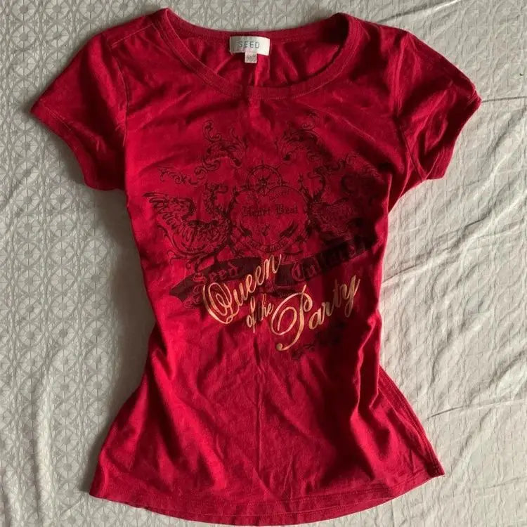 Aiertu  -  Fashion Popular American Letter Print O Neck Short Sleeve T Shirts All Match Y2k Aesthetic 2000s Tops Punk High Street Clothes Aiertu