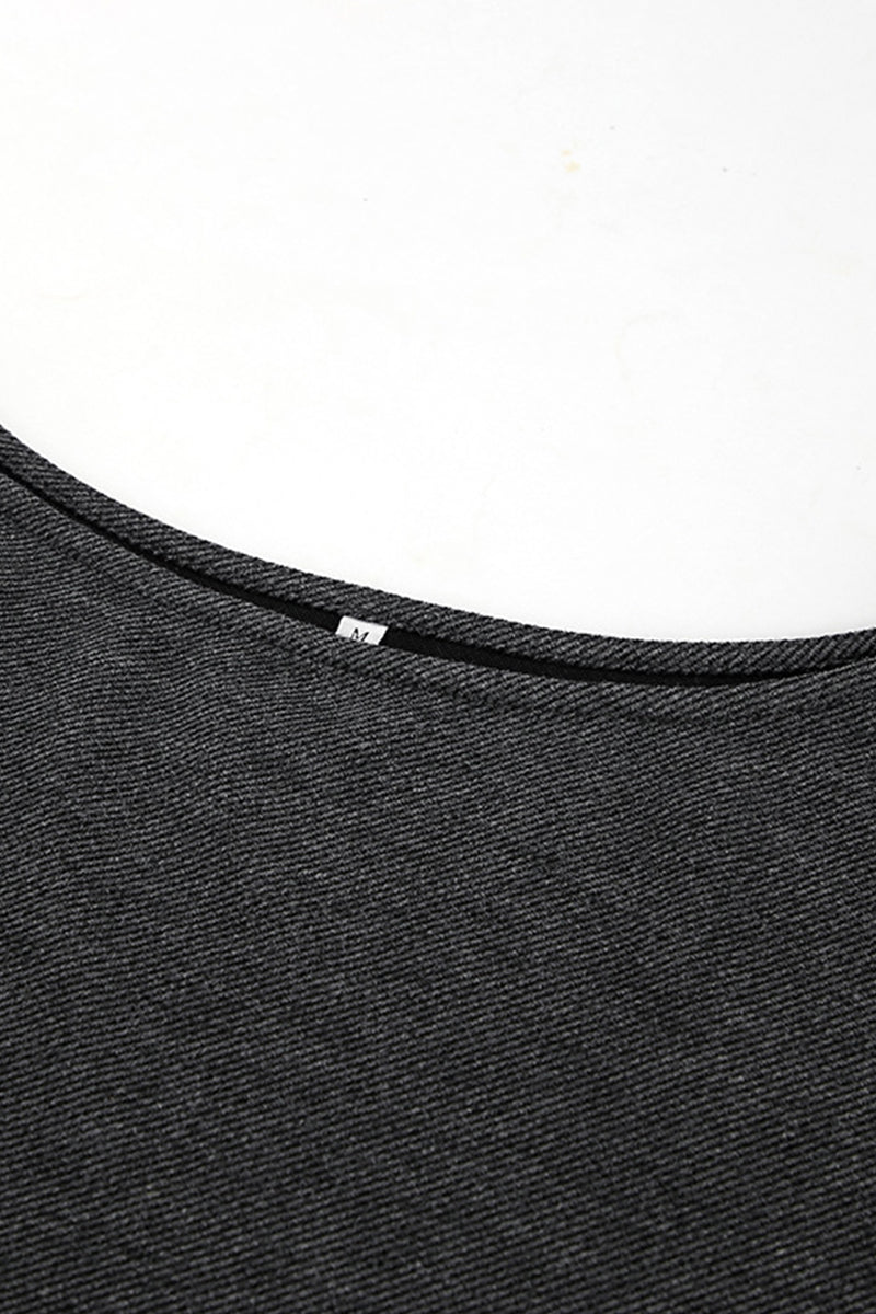 Aiertu  -Casual Street Irregular Potholes Oblique Collar Tops aiertu