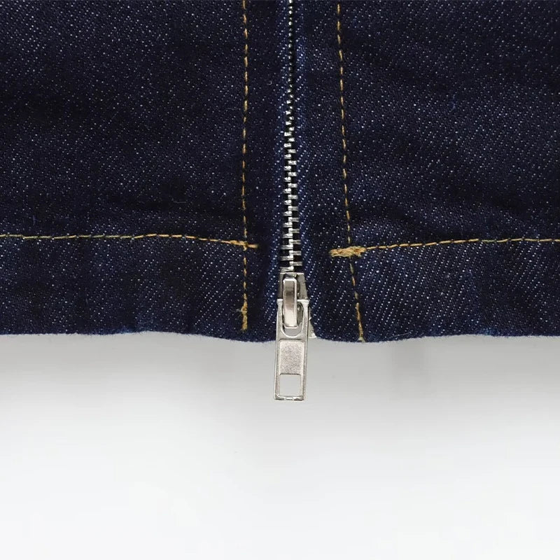 Aiertu  -  High Street Denim Tank Women Lapel Sleeveless Zippers Slim Crop Tanks Female 2025 Spring Summer Fashion Casual Solid Lady Tops Aiertu