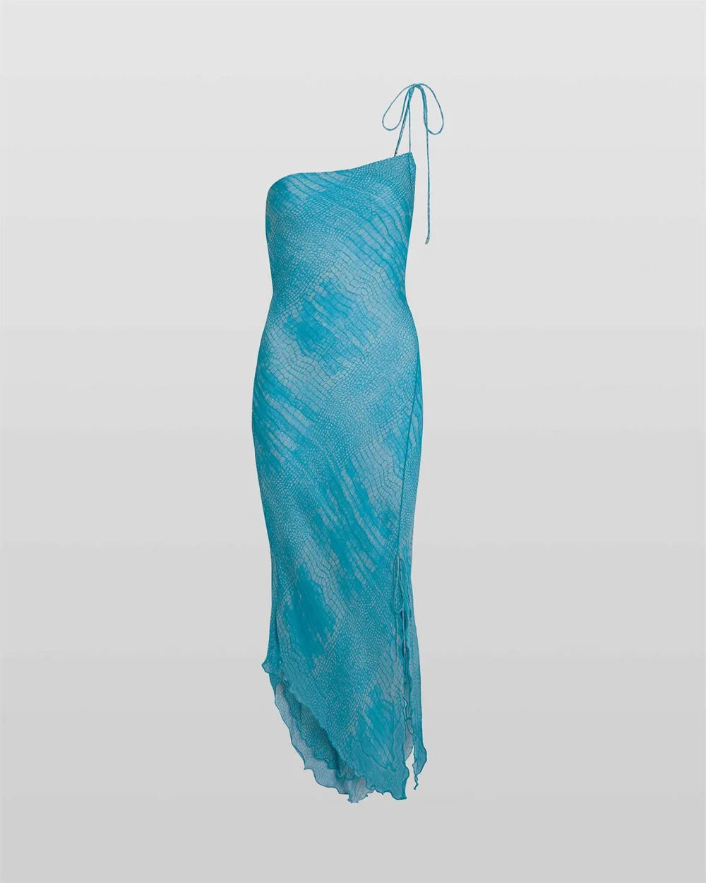 Aiertu  -  Fashion Chiffon Blue Irregular Dress for Women Summer Diagonal Collar Sleeveless Sling Slim Dresses Lady Beach Party Robes Aiertu