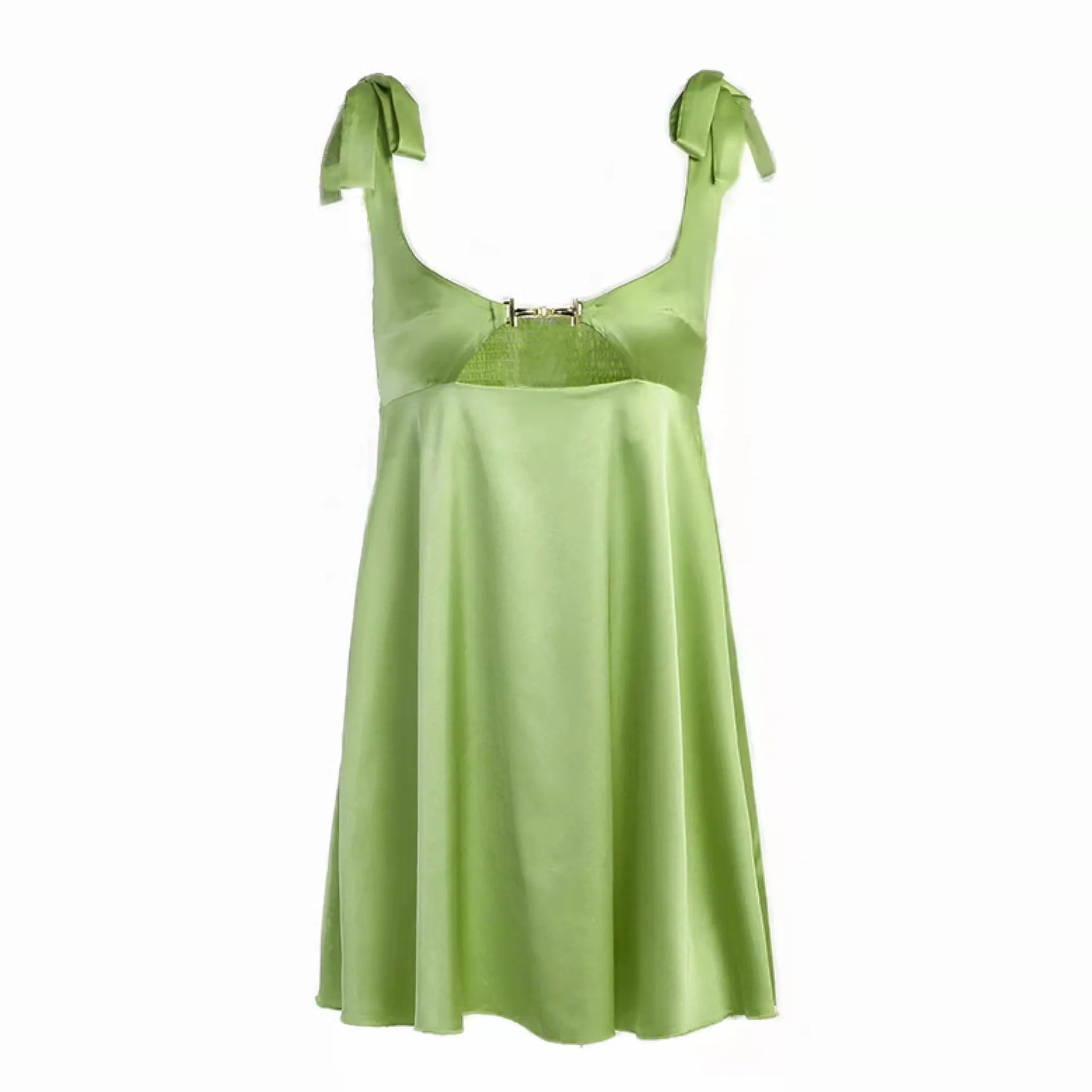 Aiertu  -  Bandage Satin Dress Women Party Sexy Backless Sleeveless Loose Dresses Ladies Hollow Out Casual Mini Dress Woman 2026 New Aiertu