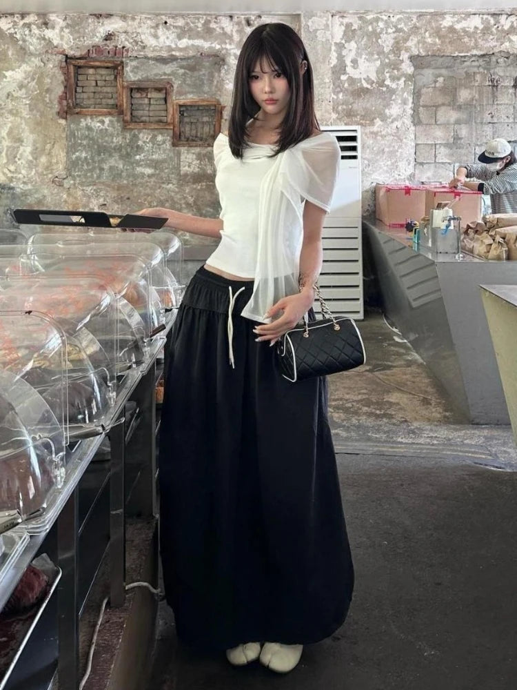 Aiertu  -  Y2k Aesthetics Fake Two Pieces T-shirt 2026 Fairy Grunge Halter Bodycon Tshirt Summer Harajuku Patchwork Irregular Bandage Tops Aiertu