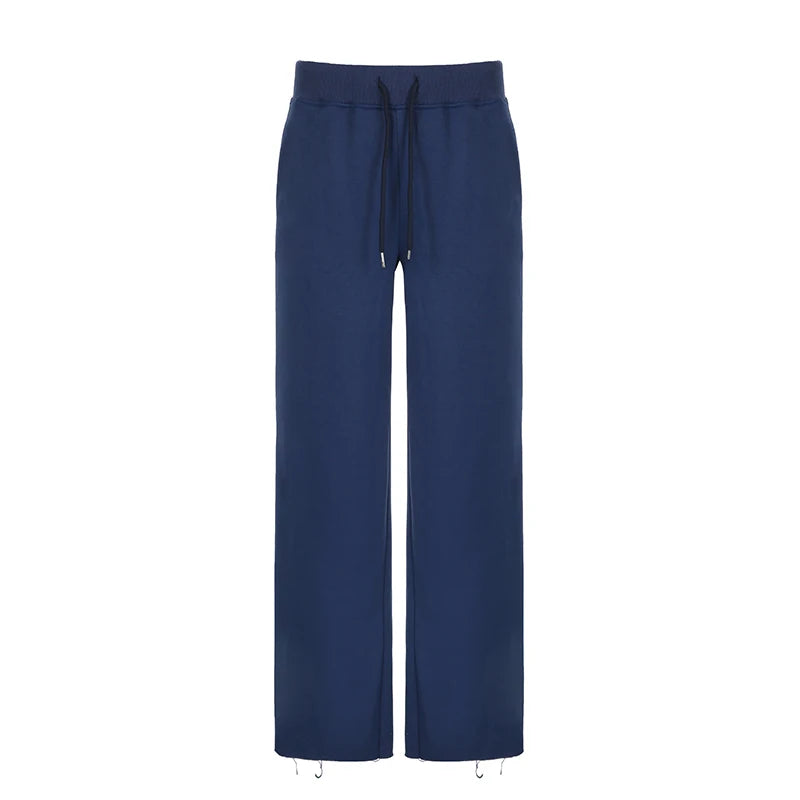 Aiertu  -  Casual Solid Basic Knitted Women Pants Sweatpants Straight Leg Streetwear Autumn Winter Full Length Trousers Bottoms Aiertu