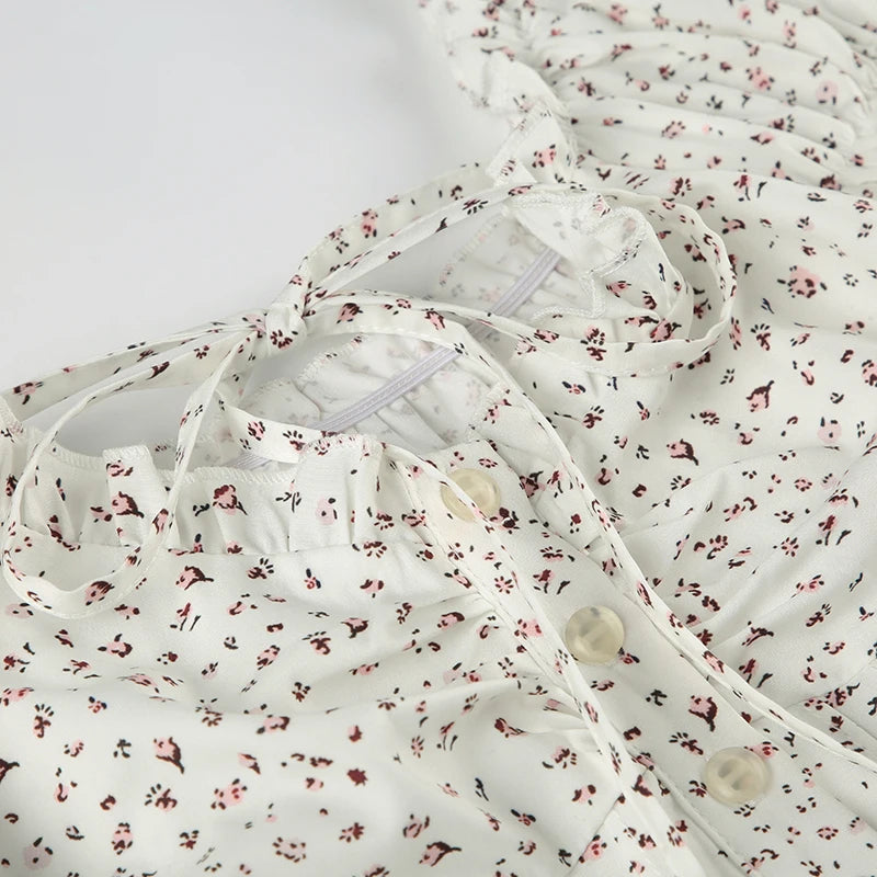 Aiertu  Sweet Floral Print Cute Prairie Chic Women Causal Shirts Summer Fashion Trendy Japan Style Blouses Aiertu