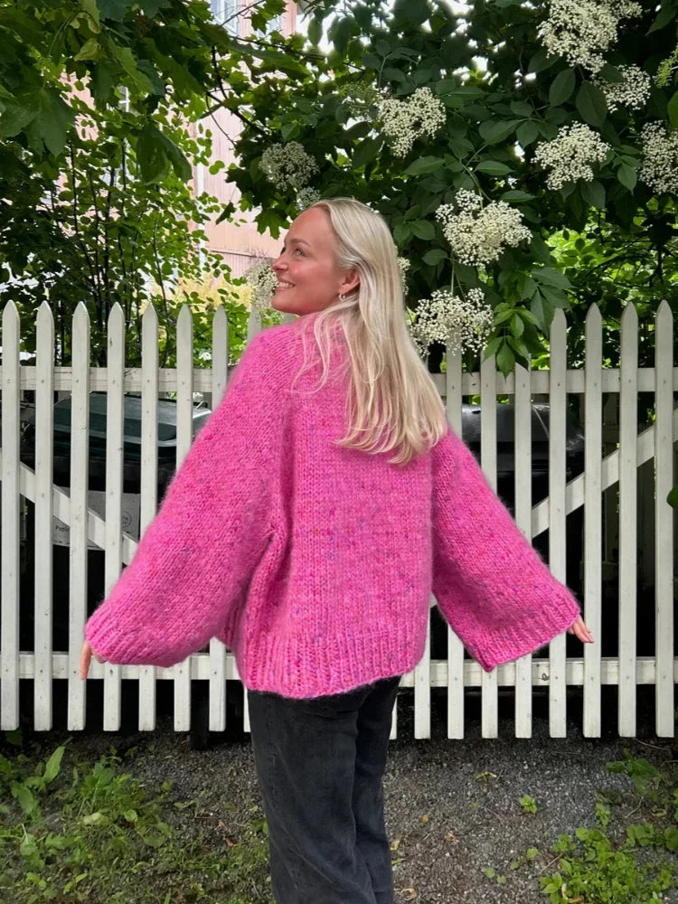 Aiertu  -  Pink Oversize Long Sleeve Knit Pullover Women Casual Loose Lazy Round Neck Kink Sweater 2026 Autumn Lady High Street Knitwear Aiertu