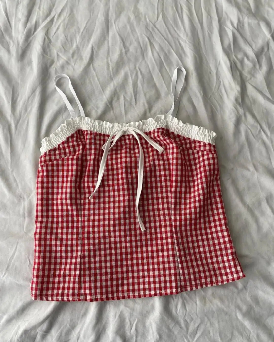 Aiertu  -  Harajuku Leisure Home Two Piece Sets Women Outfits Red Checkered Striped Pattern Y2k Summer Clothing for Women Camisole Shorts Aiertu
