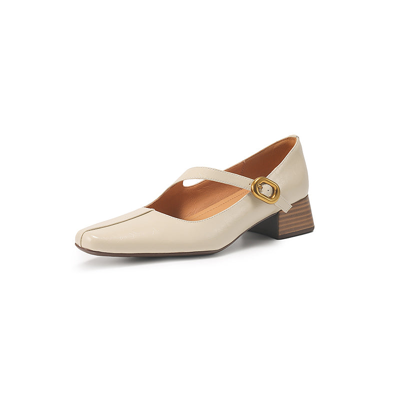 Aiertu  Spring Autumn Square Toe Mid Heel Shoes for Girls Sweet Style Genuine Leather with Ladyshoes Mary Jane Single Shoes Trend Aiertu
