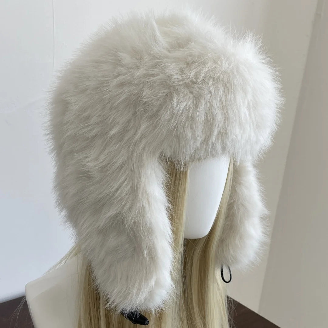 Aiertu  -  Thick Furry Faux Fur Hats For Women Men Winter Outdoor Keep Warm Earflap Ski Hat Girl Corner Buckle Windproof Russian Bomber Cap Aiertu