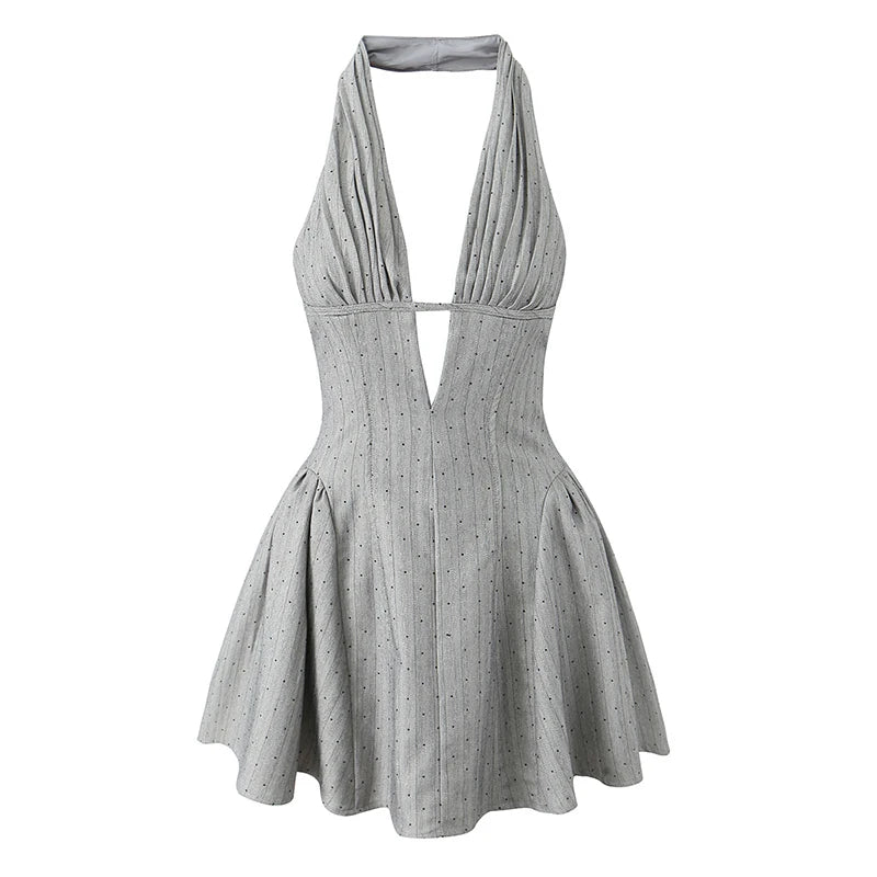 Aiertu  -  French Style Sexy Backless Halter Dress For Summer Women Party Mini Robe Aiertu