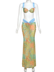 Aiertu  -  Aesthetic Women 3 Piece Set Summer New Printed Mini Camis+Underwear+Maxi Skirts Festival Holiday Mujer Fashion Outfits Aiertu