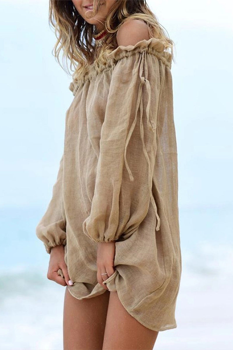 Aiertu  -Sexy Solid Draw String Swimwears Cover Up aiertu