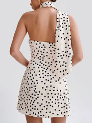 Aiertu  Satin Polka Dot Asymmetrical Dress shopify