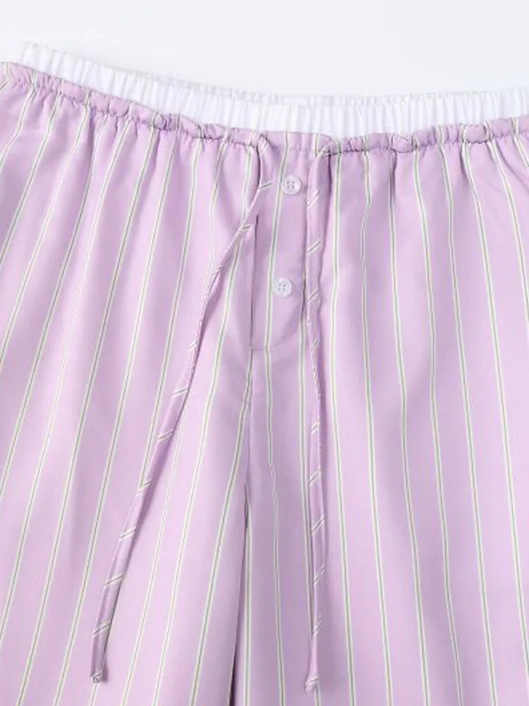 Aiertu  -  Women Summer Striped 2-Pieces Sets Sweet Camis Tank Tops and Trousers Female Elegant Street Two Suits Clothing Aiertu