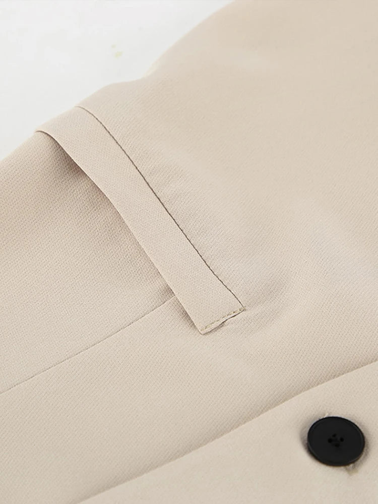 Aiertu  -  Commute Blazer Suit Women V-neck Sleeveless Single Breasted Tank High Waist Wide Leg Pant Female Set 2025 Early Spring Lady Sets Aiertu
