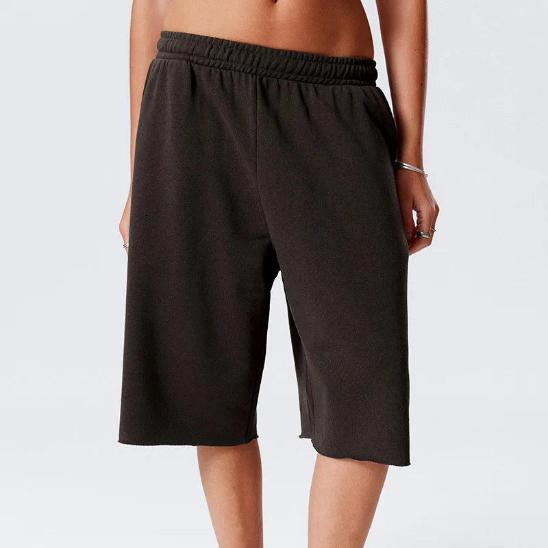 Aiertu  -  Gray Pants Comfy Baggy Capri Pants for Woman Clothing Loose Drawstring Wide Leg Trousers P85-CZ29 Aiertu