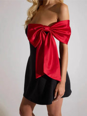 Aiertu  -  Off-shoulder Bow Sleeve Sexy Mini Dress For Women Robe Fashion Strapless Backless Evening Club Party Dress Elegant Aiertu