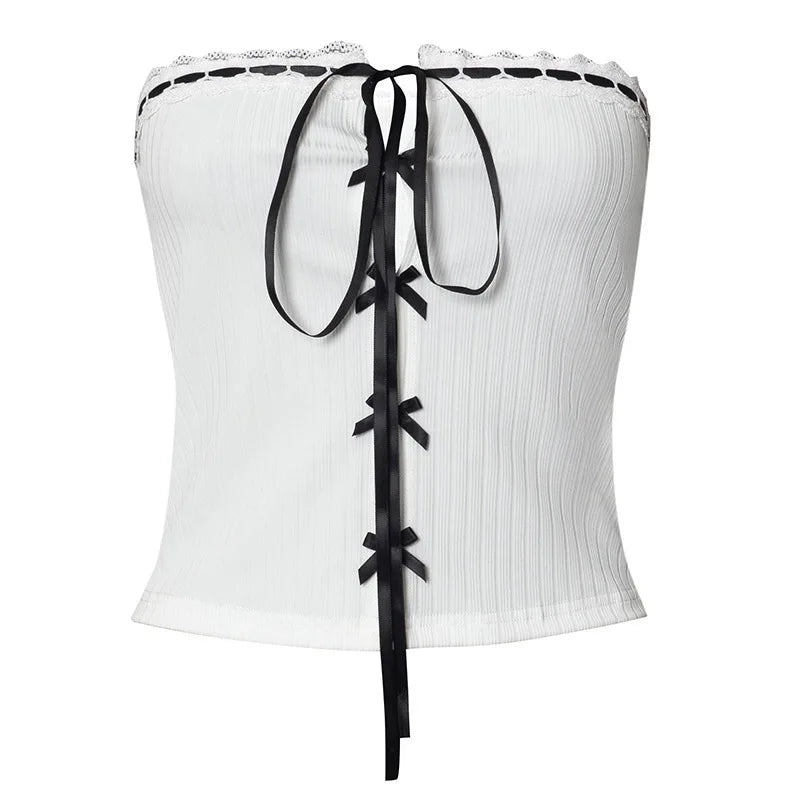 Aiertu  -  Pure desire wind contrasting color tube top hollow strap strap sleeveless tube top women's spring and summer Aiertu