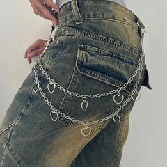 Aiertu Unisex Jeans Pannts Chain Belts For Men and Women Punk Metal Crescent Geometric Bag Chain Hip Hop Hipster Cool Street keychain Aiertu