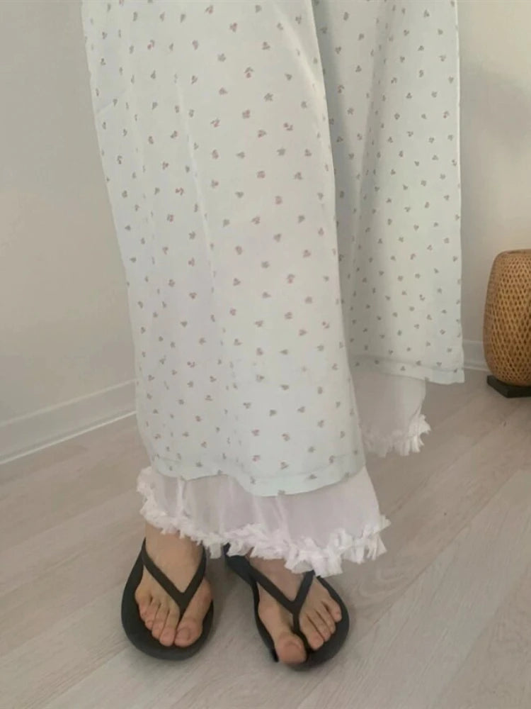 Aiertu  -  Summer Sweet Fake Two Pieces Women Skirts Vintage Elastic Waist Skirt Harajuku Y2k Aesthetic Patchwork Streetwear Printing Falda Aiertu