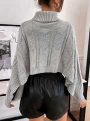 Aiertu  -  Turtleneck Cropped Sweater Women Autumn Winter Streetwear Loose Casual Pullover Knitted Long Sleeve Tops Solid Aiertu