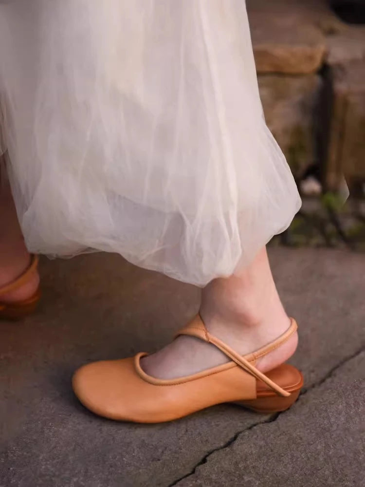 Aiertu  -  Heeled Sandals for Woman High Heels Shoes Slingback Summer Designer Slippers Chunky Pumps Soft Leather Sandalias De Mujer Aiertu