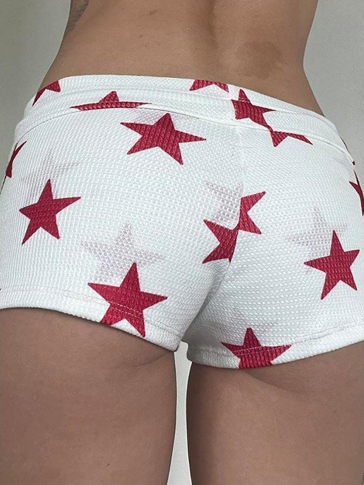 Aiertu  -Star Print Drawstring Low-Waist Shorts aiertu