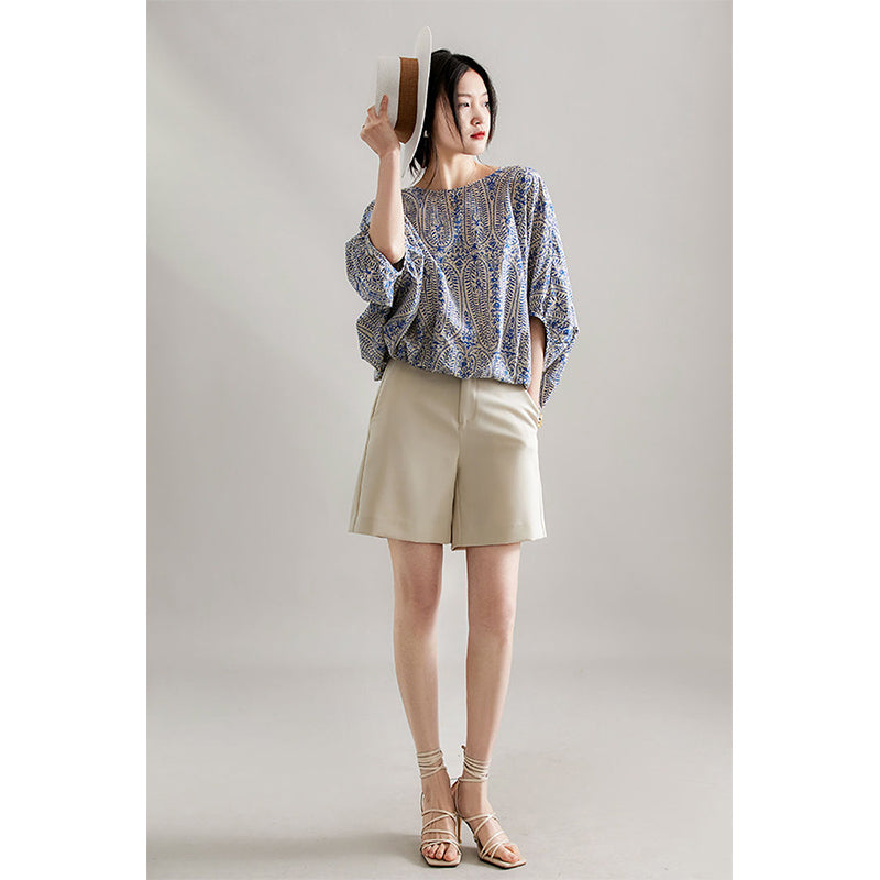 Aiertu Elegant Blouses Women Vintage Bow Bandage Print Shirts Office Lady Summer Korean Batwing Sleeve Casual All Match Chic Tops Aiertu