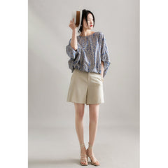 Aiertu Elegant Blouses Women Vintage Bow Bandage Print Shirts Office Lady Summer Korean Batwing Sleeve Casual All Match Chic Tops Aiertu