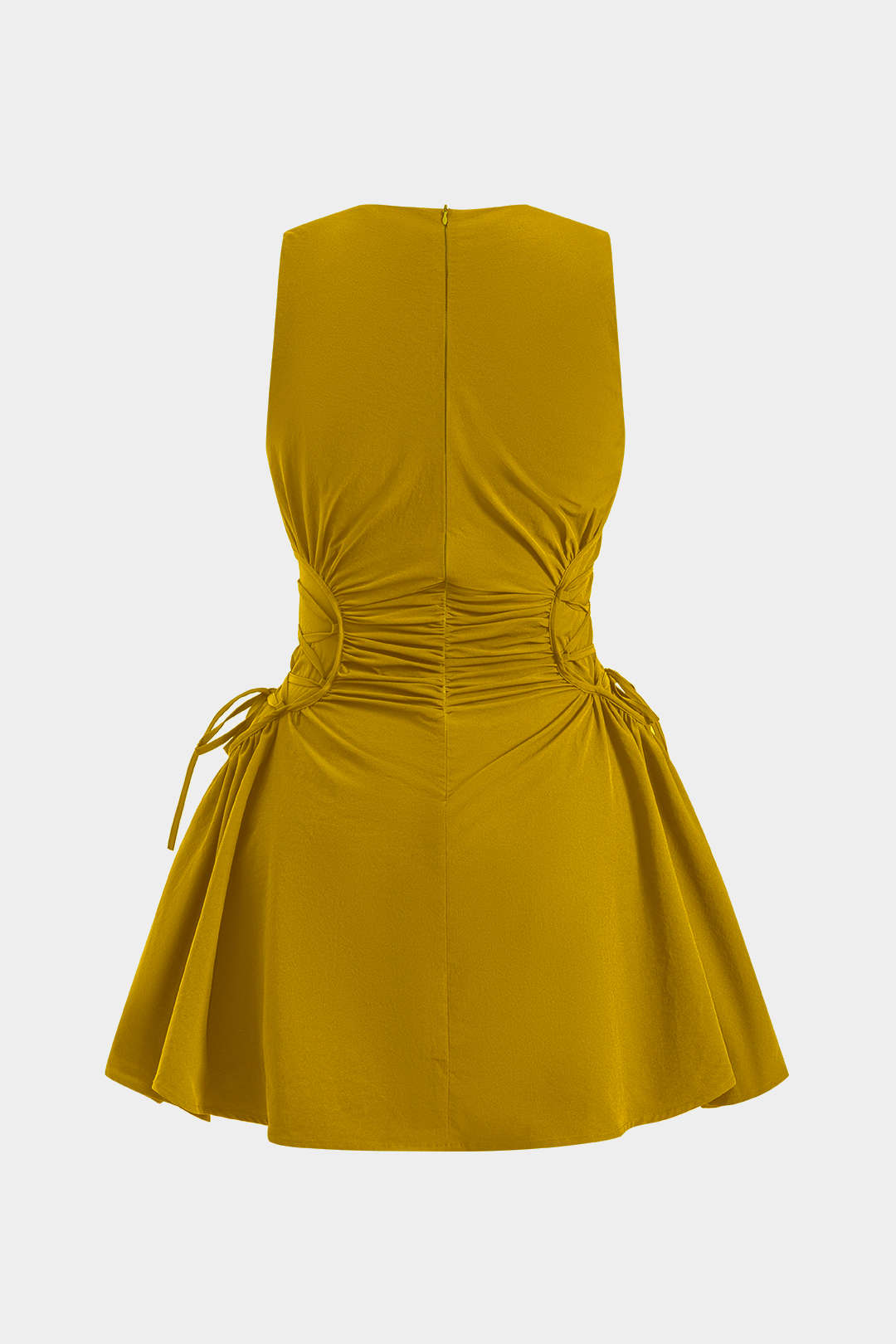 Aiertu  Ruched Strappy Zipper Sleeveless Mini Dress Aiertu