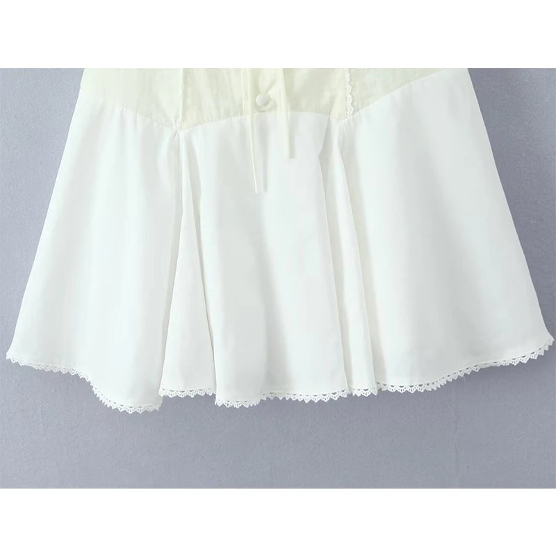 Aiertu  -  Summer 2025 Women Patchwork Sling Lace Up Dresses Short Robe Sweet Girl Holiday Dress Sexy Aiertu