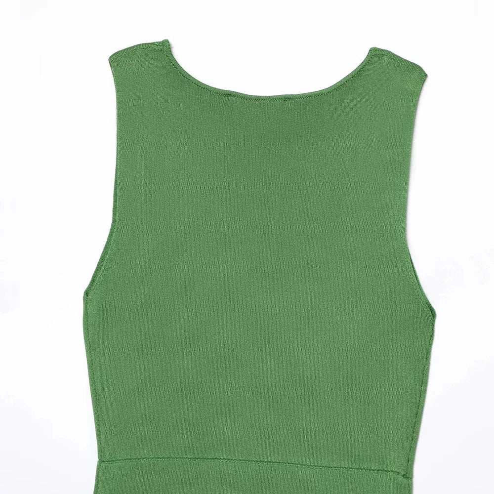 Aiertu  -  Solid Slimming Long Dresses for Women O Neck Sleeveless High Waist Temperament Dress Female Fashion Aiertu