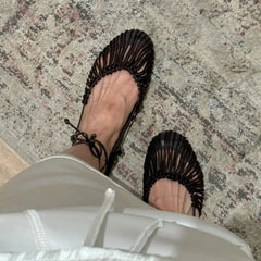 Aiertu  -  Summer Low Heels Roma Sandals Fashion Outdoor Woven Hollow Women Sandals Casual Lace-up Round Head Sandals Aiertu