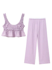 Aiertu  -  Women Summer Striped 2-Pieces Sets Sweet Camis Tank Tops and Trousers Female Elegant Street Two Suits Clothing Aiertu