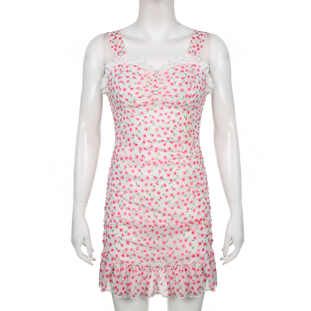 Aiertu - Ruffle Floral Sleeveless Mini Dress Aiertu