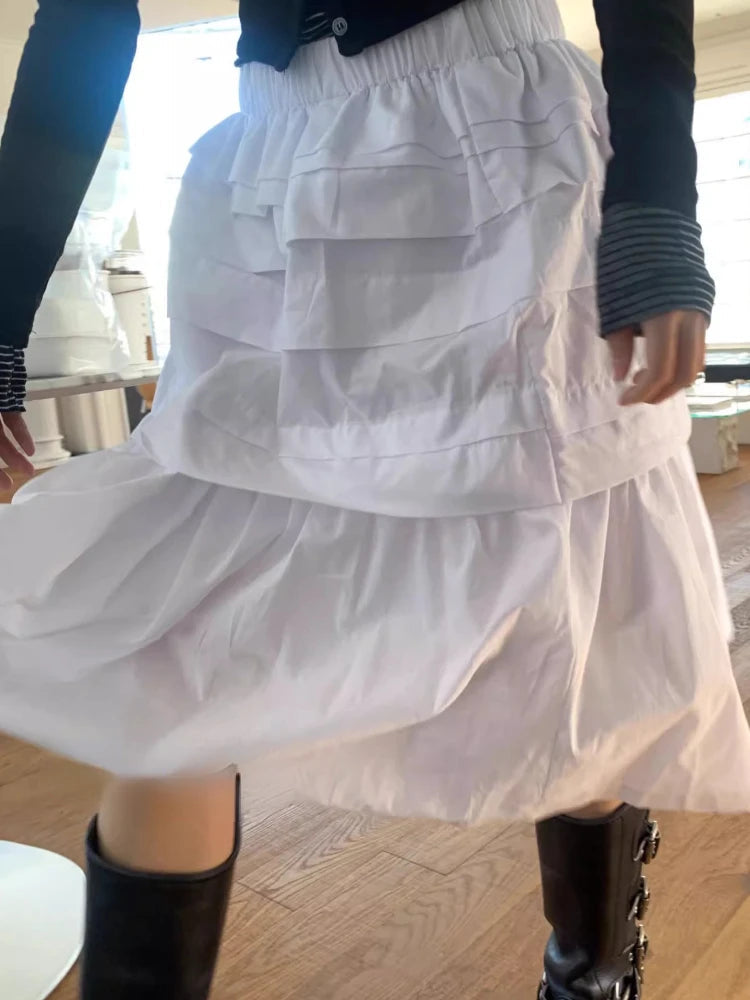 Aiertu  -  Y2k Aesthetic White Simple Pleated Skirts Women Vintage Summer Long Skirt Harajuku Streetwear Gothic Faldas Largas Mujer 2025 Aiertu